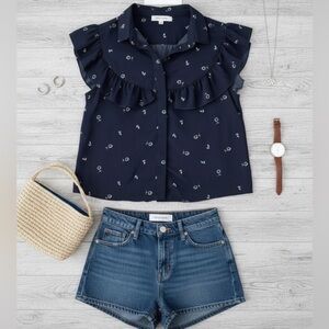 Vero Moda One Fashion Ruffled Button Up Floral print top/blouse